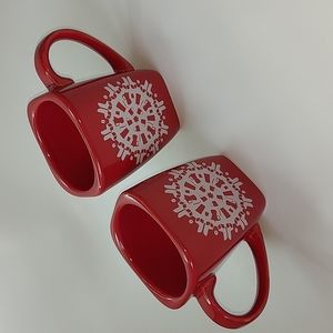 2004 Starbucks Snowflake mugs set of 2, GUC